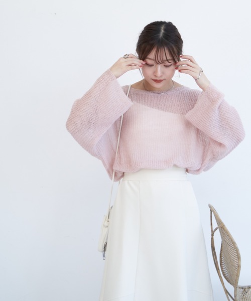 VANNIE U（ヴァニーユー）の「シャーベットオーバーニット（ニット/セーター・レディース・ピンク/イエロー/ブルー/アイボリー/ベージュ/グリーン・FREE）」の21枚目の写真