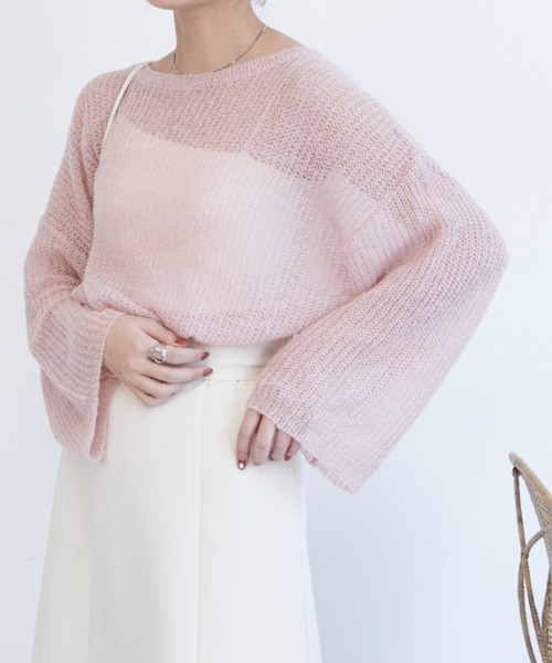 VANNIE U（ヴァニーユー）の「シャーベットオーバーニット（ニット/セーター・レディース・ピンク/イエロー/ブルー/アイボリー/ベージュ/グリーン・FREE）」の20枚目の写真