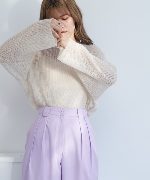 VANNIE U（ヴァニーユー）の「シャーベットオーバーニット（ニット/セーター・レディース・ピンク/イエロー/ブルー/アイボリー/ベージュ/グリーン・FREE）」の8枚目の写真