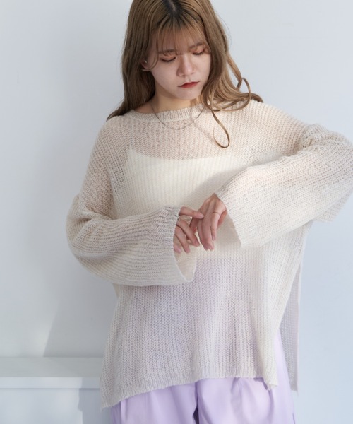 VANNIE U（ヴァニーユー）の「シャーベットオーバーニット（ニット/セーター・レディース・ピンク/イエロー/ブルー/アイボリー/ベージュ/グリーン・FREE）」の10枚目の写真