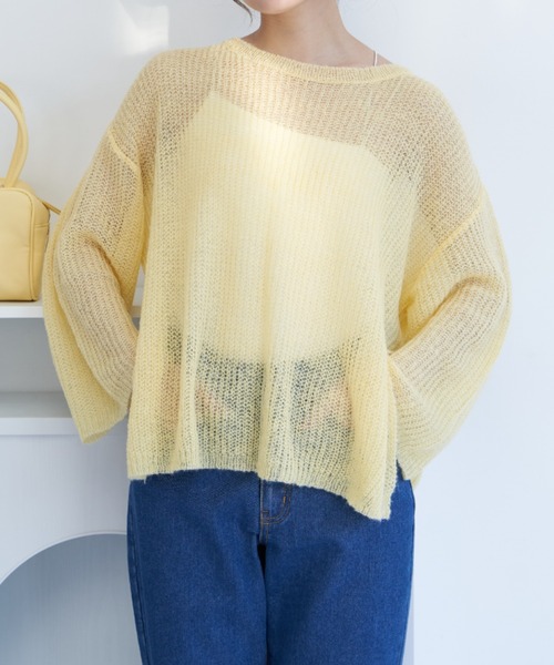 VANNIE U（ヴァニーユー）の「シャーベットオーバーニット（ニット/セーター・レディース・ピンク/イエロー/ブルー/アイボリー/ベージュ/グリーン・FREE）」の17枚目の写真