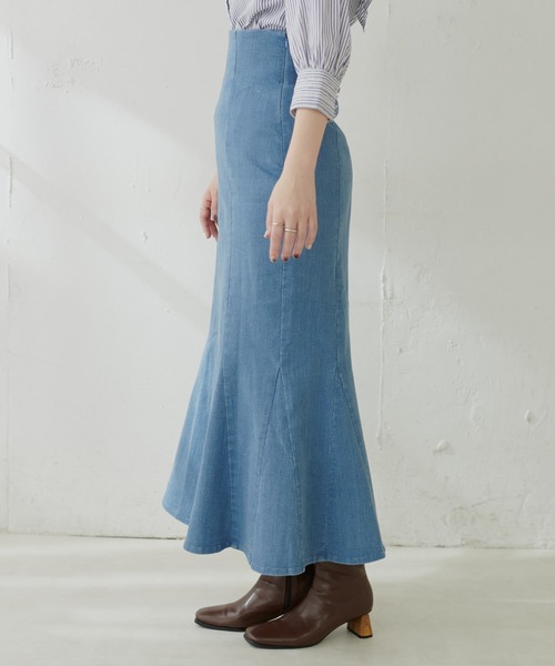 natural couture（ナチュラルクチュール）の「【WEB限定】ハイウエストマーメイドスカート（スカート・レディース・その他1/イエロー/アイボリー/スミクロ・MEDIUM/SMALL）」の17枚目の写真