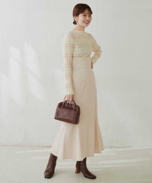 natural couture（ナチュラルクチュール）の「【WEB限定】ハイウエストマーメイドスカート（スカート・レディース・その他1/イエロー/アイボリー/スミクロ・MEDIUM/SMALL）」の12枚目の写真