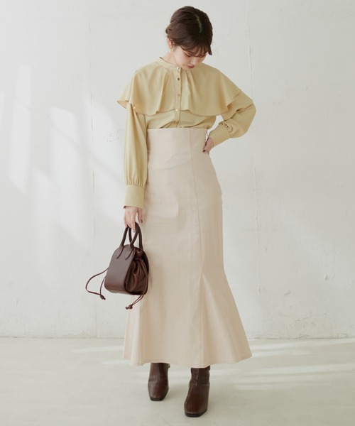 natural couture（ナチュラルクチュール）の「【WEB限定】ハイウエストマーメイドスカート（スカート・レディース・その他1/イエロー/アイボリー/スミクロ・MEDIUM/SMALL）」の14枚目の写真