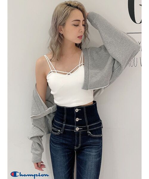 GYDA(ジェイダ)の「バインダービスチェ(キャミソール・レディース・ブラック/オフホワイト・FREE)」の6枚目の写真