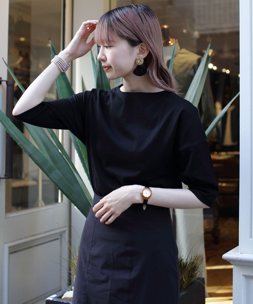 ORCIVAL（オーシバル）の「ORCIVAL/オーシバル　40/2 ボートネックドロップショルダーハーフスリーブ　ソリッド BOATNECK DROP SHOULDER HALFSLEEVE SOLID OR-C0065 BFJ（Tシャツ/カットソー・レディース・ホワイト/ブラック/アイボリー/ブルーグレー/グレイッシュブルー/ミント・1）」の10枚目の写真