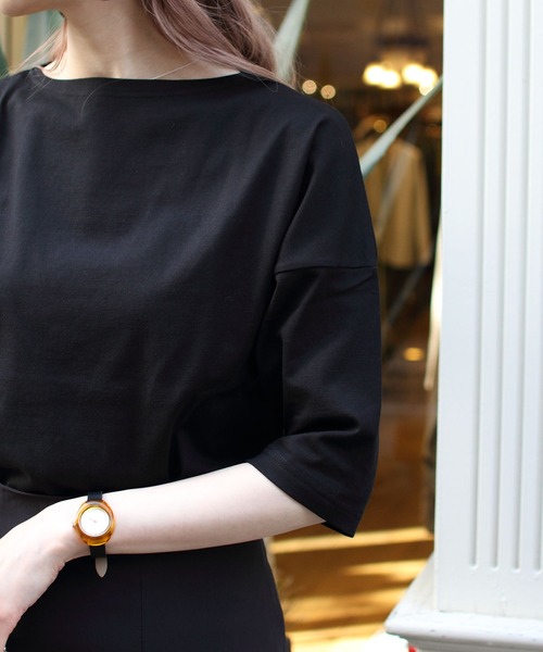 ORCIVAL（オーシバル）の「ORCIVAL/オーシバル　40/2 ボートネックドロップショルダーハーフスリーブ　ソリッド BOATNECK DROP SHOULDER HALFSLEEVE SOLID OR-C0065 BFJ（Tシャツ/カットソー・レディース・ホワイト/ブラック/アイボリー/ブルーグレー/グレイッシュブルー/ミント・1）」の11枚目の写真