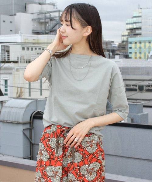 ORCIVAL（オーシバル）の「ORCIVAL/オーシバル　40/2 ボートネックドロップショルダーハーフスリーブ　ソリッド BOATNECK DROP SHOULDER HALFSLEEVE SOLID OR-C0065 BFJ（Tシャツ/カットソー・レディース・ホワイト/ブラック/アイボリー/ブルーグレー/グレイッシュブルー/ミント・1）」の14枚目の写真