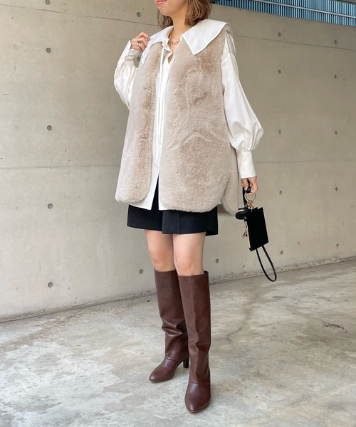 DouDou（ドゥドゥ）の「スプリングカルゼショートパンツ（その他パンツ・レディース・ライトグレー/ブラック・FREE）」の4枚目の写真