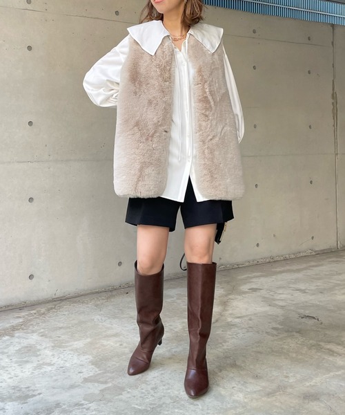 DouDou（ドゥドゥ）の「スプリングカルゼショートパンツ（その他パンツ・レディース・ライトグレー/ブラック・FREE）」の5枚目の写真