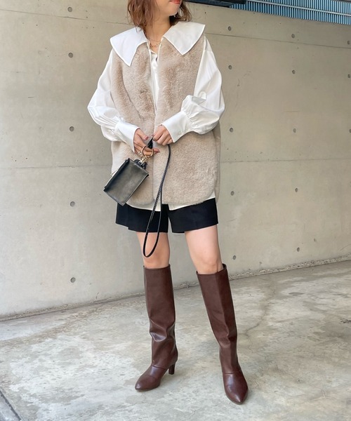 DouDou（ドゥドゥ）の「スプリングカルゼショートパンツ（その他パンツ・レディース・ライトグレー/ブラック・FREE）」の6枚目の写真