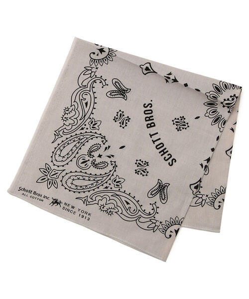 schott（ショット）の「Schott/ショット/BANDANA SCHOTT PAISLEY/ペイズリー（バンダナ/スカーフ・メンズ・アイボリー/ブラック/パープル/グレー・FREE）」の2枚目の写真