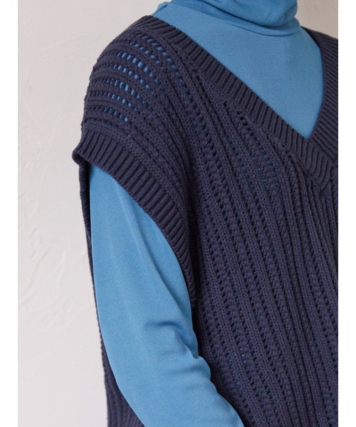 armonia(アルモニーア)の「armonia.透かし編みニットベスト*(ベスト・レディース・ネイビー/オフホワイト/カーキ・FREE)」の16枚目の写真