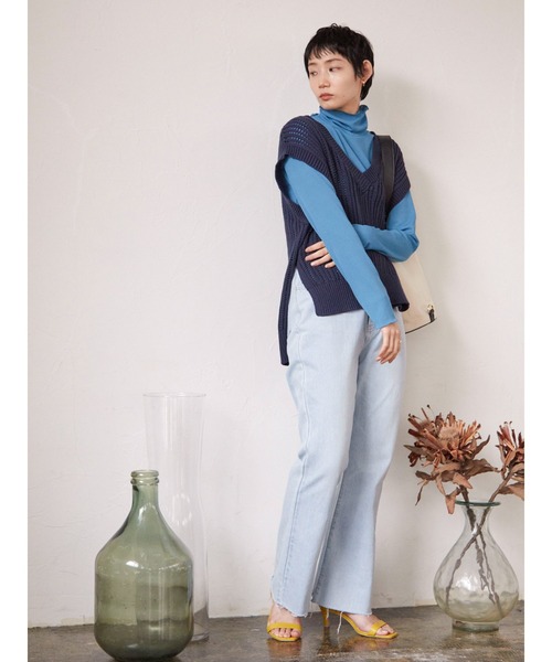 armonia(アルモニーア)の「armonia.透かし編みニットベスト*(ベスト・レディース・ネイビー/オフホワイト/カーキ・FREE)」の4枚目の写真