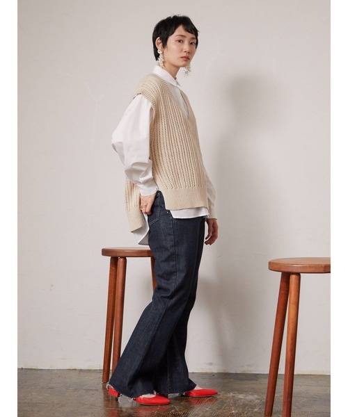 armonia(アルモニーア)の「armonia.透かし編みニットベスト*(ベスト・レディース・ネイビー/オフホワイト/カーキ・FREE)」の7枚目の写真