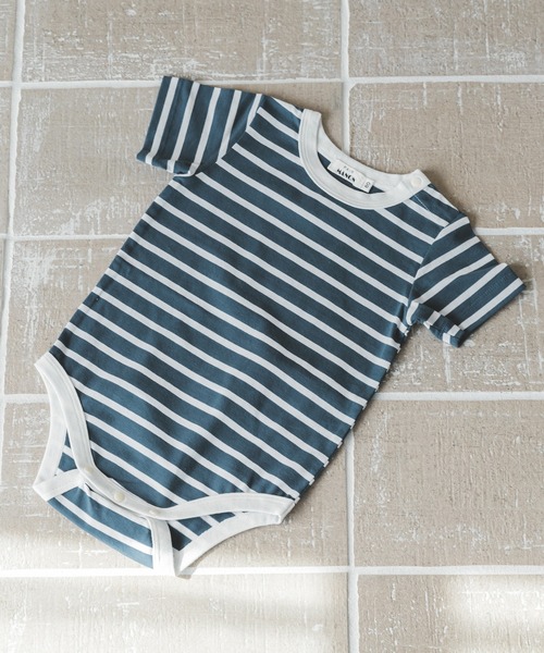 pairmanon（ペアマノン）の「【ベビー】ユニセックスボーダー半袖ロンパース（ロンパース・キッズ・ラベンダー/モカ/ブラック/ライトベージュ/ミント/ブラック系その他6/グレー系その他/ベージュ系その他2/ブルー系その他2/ホワイト系その他/ブラウン系その他2・70/80）」の10枚目の写真