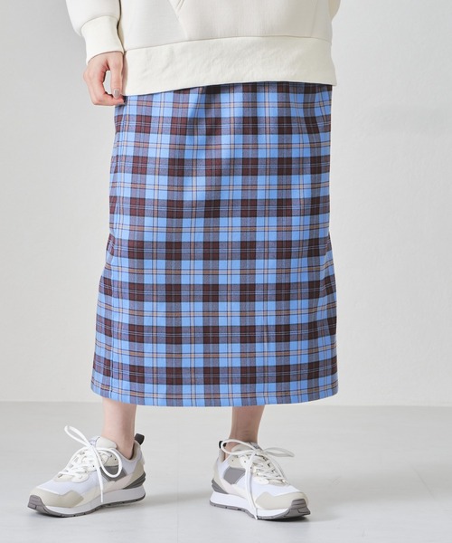 acro（アクロ）の「チェックタイトスカート/AC1312（スカート・レディース・ブラウン/ブルー/ネイビー・ﾌﾘ-）」の3枚目の写真