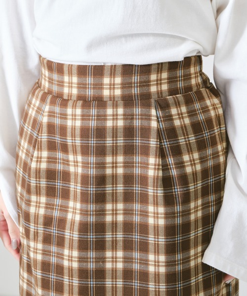 acro（アクロ）の「チェックタイトスカート/AC1312（スカート・レディース・ブラウン/ブルー/ネイビー・ﾌﾘ-）」の7枚目の写真