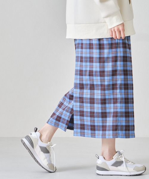 acro（アクロ）の「チェックタイトスカート/AC1312（スカート・レディース・ブラウン/ブルー/ネイビー・ﾌﾘ-）」の6枚目の写真