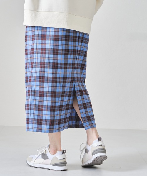 acro（アクロ）の「チェックタイトスカート/AC1312（スカート・レディース・ブラウン/ブルー/ネイビー・ﾌﾘ-）」の4枚目の写真