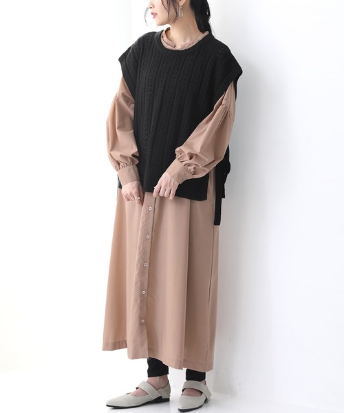 osharewalker（オシャレウォーカー）の「【廃盤】『ダブルカラーシャツワンピース』（シャツワンピース・レディース・ピンクベージュ/オフホワイト/ブラック・FREE）」の16枚目の写真