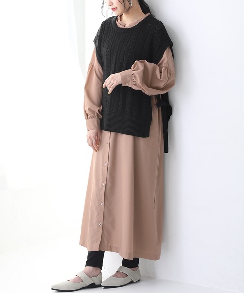 osharewalker（オシャレウォーカー）の「【廃盤】『ダブルカラーシャツワンピース』（シャツワンピース・レディース・ピンクベージュ/オフホワイト/ブラック・FREE）」の17枚目の写真