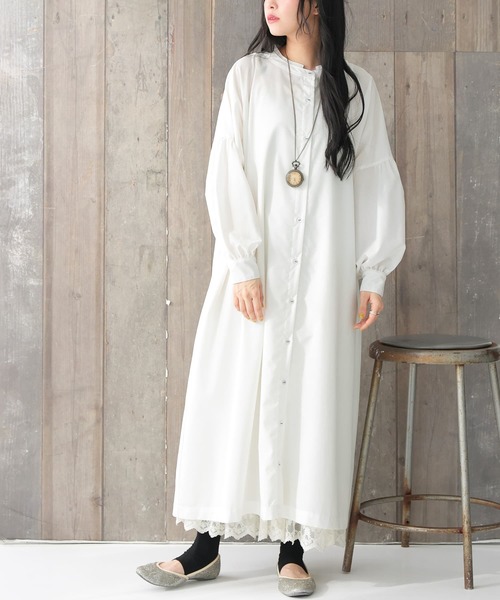 osharewalker（オシャレウォーカー）の「【廃盤】『ダブルカラーシャツワンピース』（シャツワンピース・レディース・ピンクベージュ/オフホワイト/ブラック・FREE）」の5枚目の写真