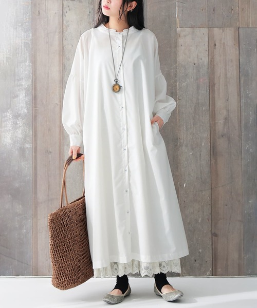 osharewalker（オシャレウォーカー）の「【廃盤】『ダブルカラーシャツワンピース』（シャツワンピース・レディース・ピンクベージュ/オフホワイト/ブラック・FREE）」の7枚目の写真