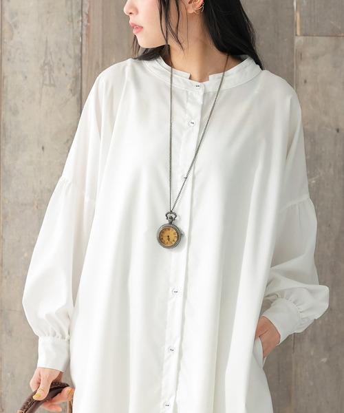 osharewalker（オシャレウォーカー）の「【廃盤】『ダブルカラーシャツワンピース』（シャツワンピース・レディース・ピンクベージュ/オフホワイト/ブラック・FREE）」の8枚目の写真