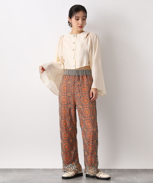 JEANASIS（ジーナシス）の「アンティーククロシェパンツ/275538（その他パンツ・レディース・ブラック/オレンジ・FREE）」の3枚目の写真