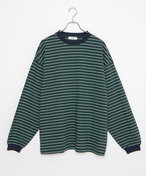 WEGO（ウィゴー）の「WEGO/マルチボーダーBIGロンT（Tシャツ/カットソー・メンズ・サックスブルー/ホワイト/ダークグリーン・LARGE/MEDIUM）」の17枚目の写真