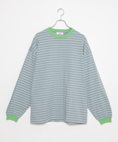 WEGO（ウィゴー）の「WEGO/マルチボーダーBIGロンT（Tシャツ/カットソー・メンズ・サックスブルー/ホワイト/ダークグリーン・LARGE/MEDIUM）」の15枚目の写真