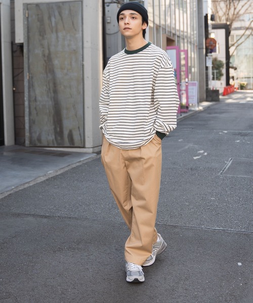 WEGO（ウィゴー）の「WEGO/マルチボーダーBIGロンT（Tシャツ/カットソー・メンズ・サックスブルー/ホワイト/ダークグリーン・LARGE/MEDIUM）」の18枚目の写真