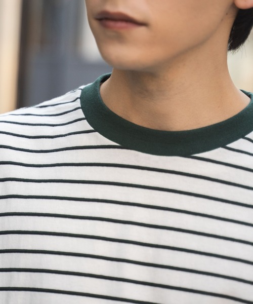 WEGO（ウィゴー）の「WEGO/マルチボーダーBIGロンT（Tシャツ/カットソー・メンズ・サックスブルー/ホワイト/ダークグリーン・LARGE/MEDIUM）」の22枚目の写真