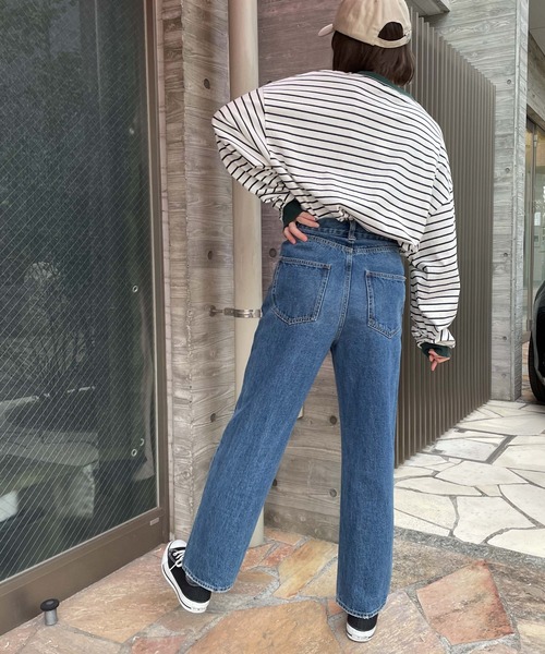 WEGO（ウィゴー）の「WEGO/マルチボーダーBIGロンT（Tシャツ/カットソー・メンズ・サックスブルー/ホワイト/ダークグリーン・LARGE/MEDIUM）」の12枚目の写真