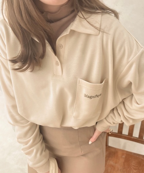 apres jour clair(アプレジュールクレア)の「【apresjour clair】刺繍ポロスウェット(スウェット・レディース・ベージュ/杢グレー/アイボリー・フリー/X-LARGE)」の14枚目の写真