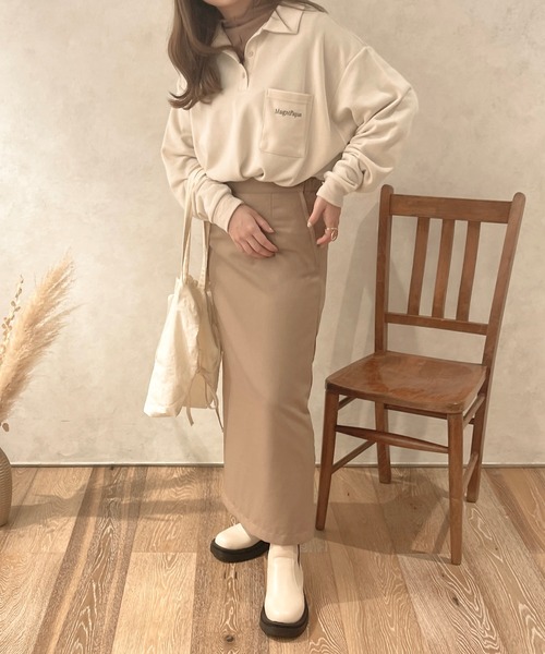 apres jour clair(アプレジュールクレア)の「【apresjour clair】刺繍ポロスウェット(スウェット・レディース・ベージュ/杢グレー/アイボリー・フリー/X-LARGE)」の17枚目の写真