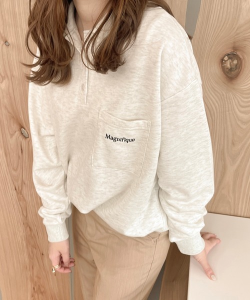 apres jour clair(アプレジュールクレア)の「【apresjour clair】刺繍ポロスウェット(スウェット・レディース・ベージュ/杢グレー/アイボリー・フリー/X-LARGE)」の19枚目の写真