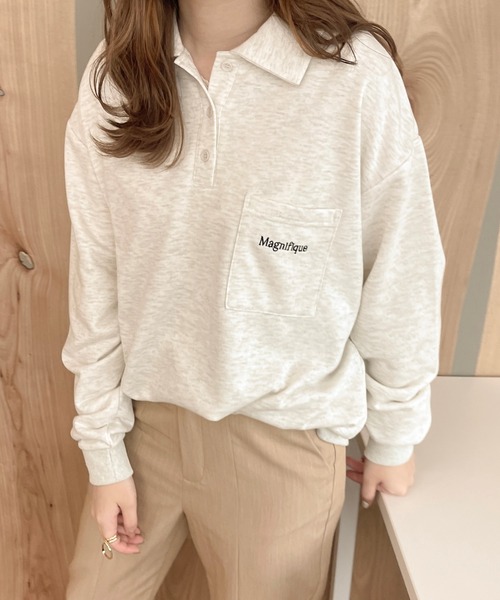 apres jour clair(アプレジュールクレア)の「【apresjour clair】刺繍ポロスウェット(スウェット・レディース・ベージュ/杢グレー/アイボリー・フリー/X-LARGE)」の21枚目の写真
