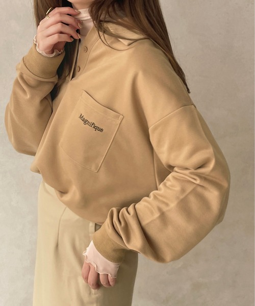 apres jour clair(アプレジュールクレア)の「【apresjour clair】刺繍ポロスウェット(スウェット・レディース・ベージュ/杢グレー/アイボリー・フリー/X-LARGE)」の9枚目の写真