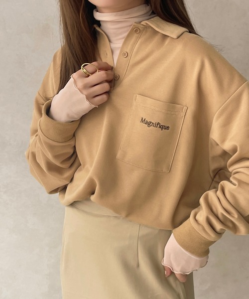 apres jour clair(アプレジュールクレア)の「【apresjour clair】刺繍ポロスウェット(スウェット・レディース・ベージュ/杢グレー/アイボリー・フリー/X-LARGE)」の8枚目の写真