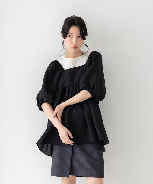 CITEN（シテン）の「＜CITEN（シテン）＞バックオープン ボリュームソデ ブラウス（シャツ/ブラウス・レディース・ブラック/ブラウン/ライム・FREE）」の17枚目の写真