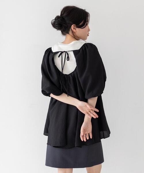 CITEN（シテン）の「＜CITEN（シテン）＞バックオープン ボリュームソデ ブラウス（シャツ/ブラウス・レディース・ブラック/ブラウン/ライム・FREE）」の18枚目の写真