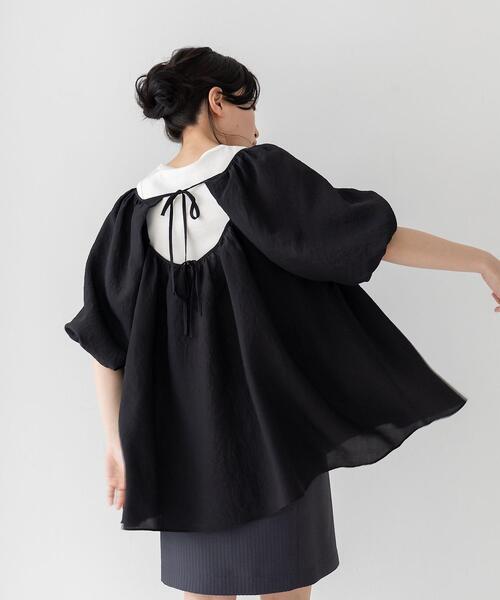 CITEN（シテン）の「＜CITEN（シテン）＞バックオープン ボリュームソデ ブラウス（シャツ/ブラウス・レディース・ブラック/ブラウン/ライム・FREE）」の19枚目の写真