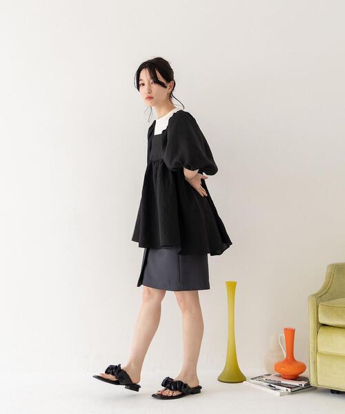 CITEN（シテン）の「＜CITEN（シテン）＞バックオープン ボリュームソデ ブラウス（シャツ/ブラウス・レディース・ブラック/ブラウン/ライム・FREE）」の21枚目の写真