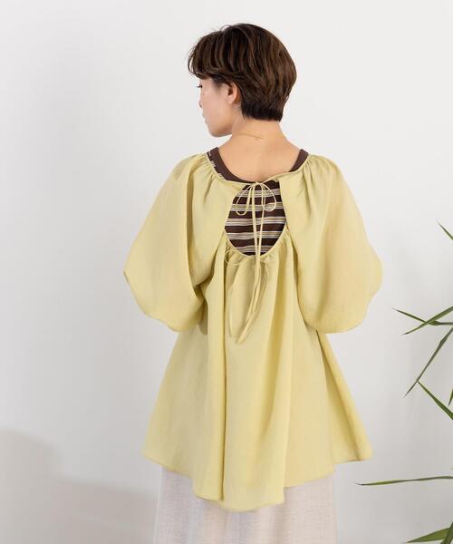 CITEN（シテン）の「＜CITEN（シテン）＞バックオープン ボリュームソデ ブラウス（シャツ/ブラウス・レディース・ブラック/ブラウン/ライム・FREE）」の15枚目の写真