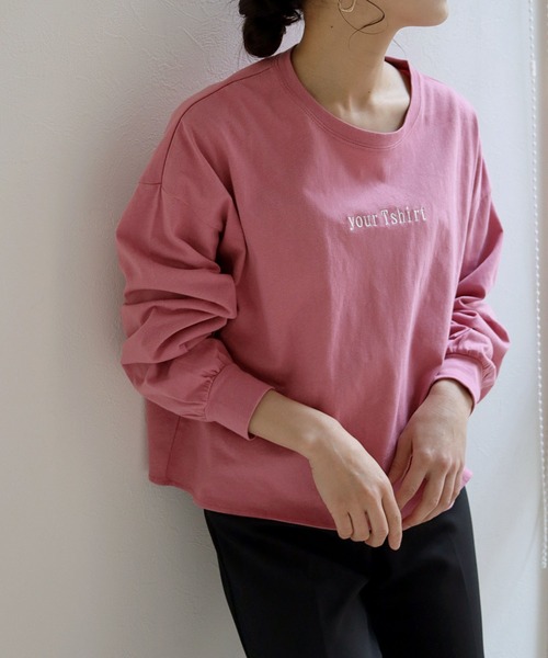 HER CLOSET（ハークローゼット）の「【shemoshelly】yourTshirt刺繍ロゴデザインTシャツ（Tシャツ/カットソー・レディース・ホワイト/ブラック/ベージュ/ピンク/マスタード・M）」の5枚目の写真