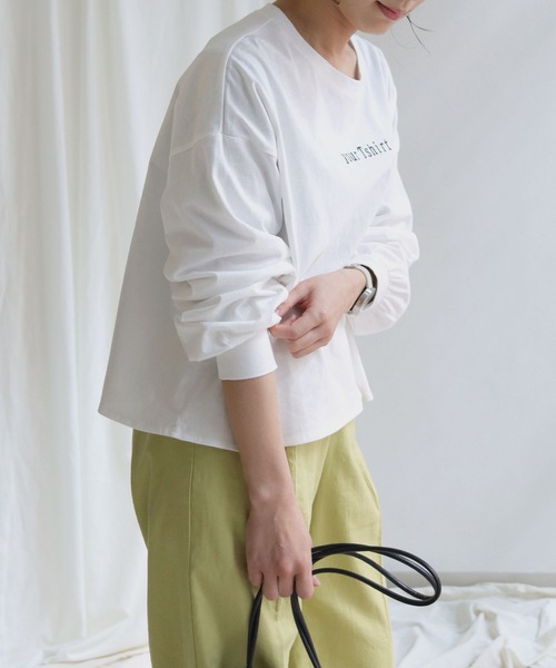 HER CLOSET（ハークローゼット）の「【shemoshelly】yourTshirt刺繍ロゴデザインTシャツ（Tシャツ/カットソー・レディース・ホワイト/ブラック/ベージュ/ピンク/マスタード・M）」の10枚目の写真