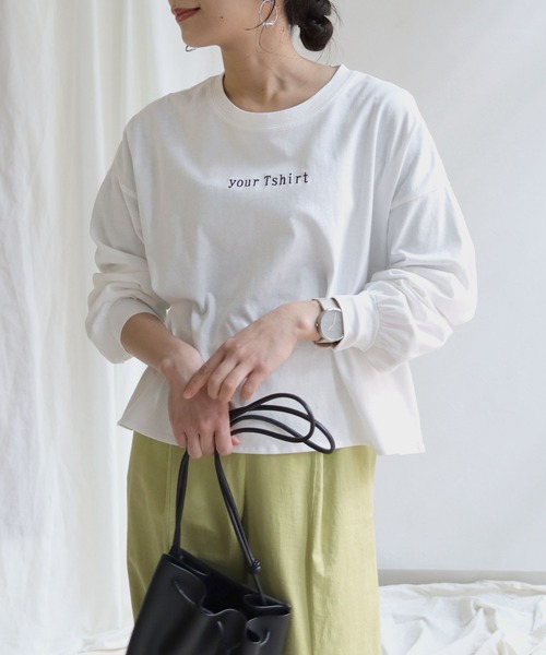 HER CLOSET（ハークローゼット）の「【shemoshelly】yourTshirt刺繍ロゴデザインTシャツ（Tシャツ/カットソー・レディース・ホワイト/ブラック/ベージュ/ピンク/マスタード・M）」の11枚目の写真