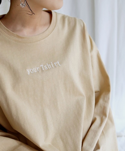 HER CLOSET（ハークローゼット）の「【shemoshelly】yourTshirt刺繍ロゴデザインTシャツ（Tシャツ/カットソー・レディース・ホワイト/ブラック/ベージュ/ピンク/マスタード・M）」の18枚目の写真